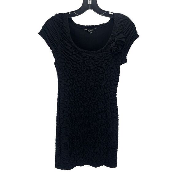 Renuar Women's Bodycon Dress Mini Rosettes Textured Scoop Neck Black Size Medium - Picture 7 of 10